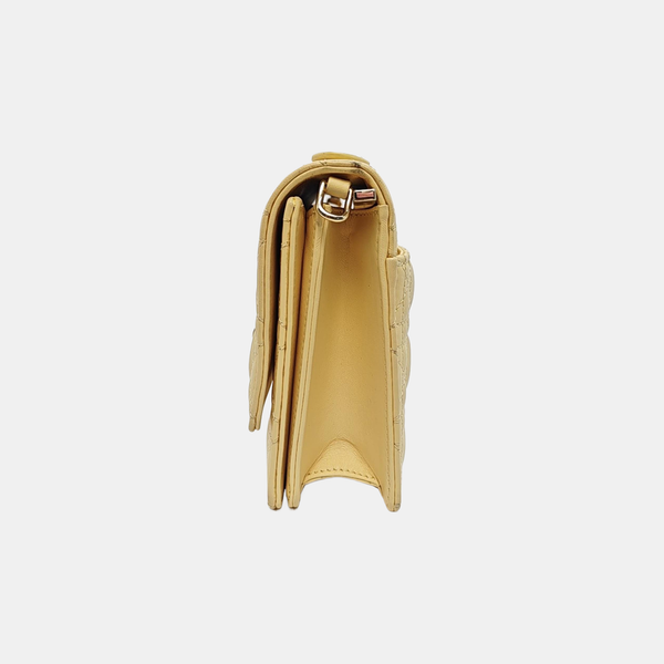 Authenticated pre-owned Lady Dior Quilted Lambskin Yellow - Shoulder Bag at Looply