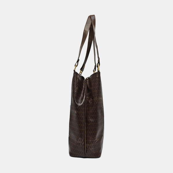 Coated Canvas Tote Bag Large Brown