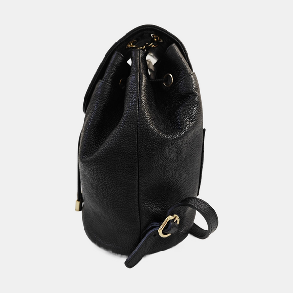 Quilted Grained Calfskin Backpack Black