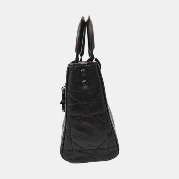 Lady D-Joy Medium Cannage Calfskin Black