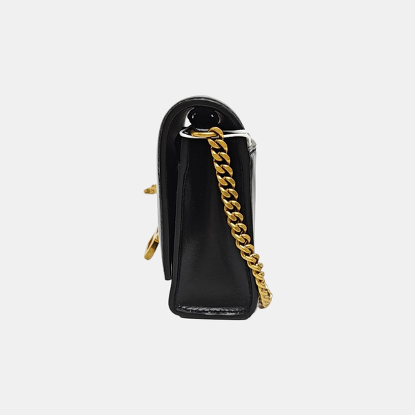 Hourglass Wallet On Chain Mini Calfskin Black