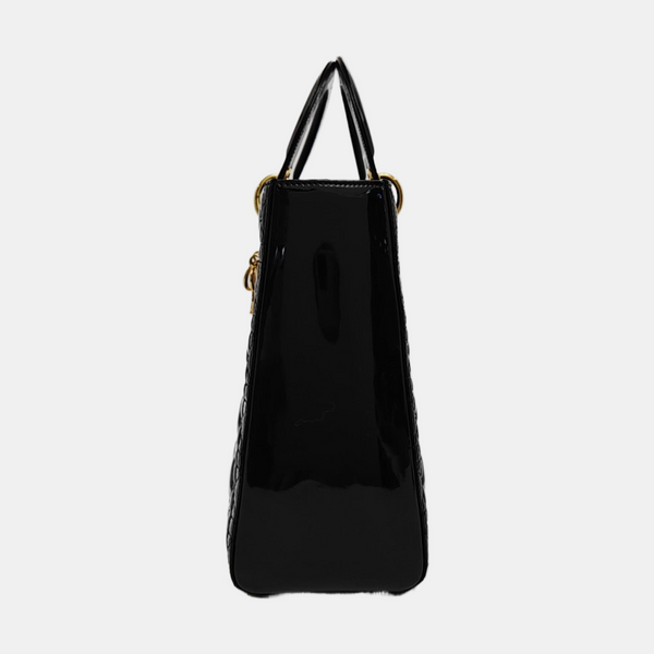 Lady Dior Large Cannage Patent Leather Black