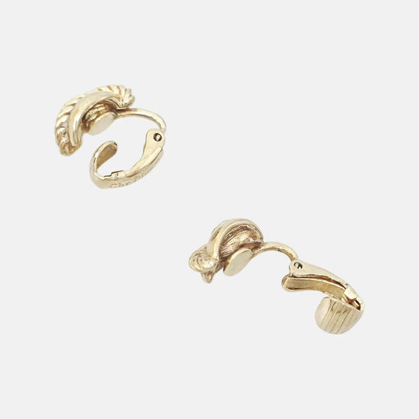 Twist Round Metal Gold Clip On Earrings