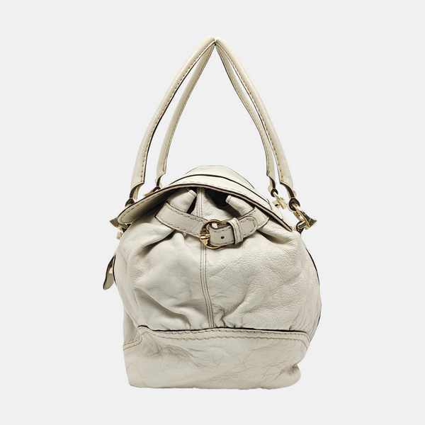 Calfskin Top Handle Bag White