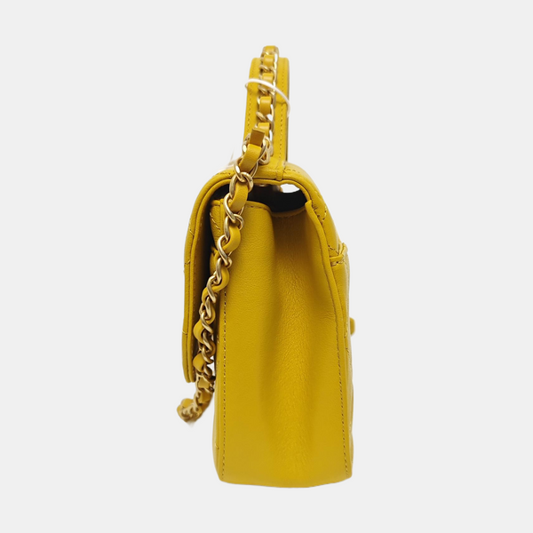 CHAIN INFINITY TOP HANDLE Quilted Lambskin Yellow
