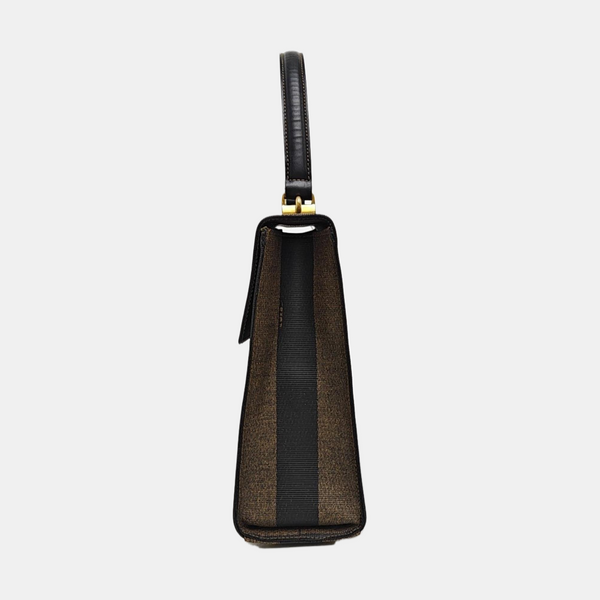 Coated Canvas Top Handle Bag Brown