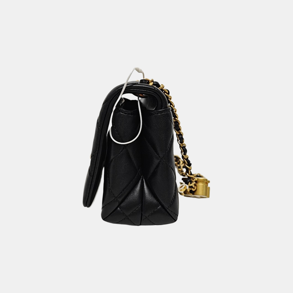 Quilted Lambskin Shoulder Bag Small Black