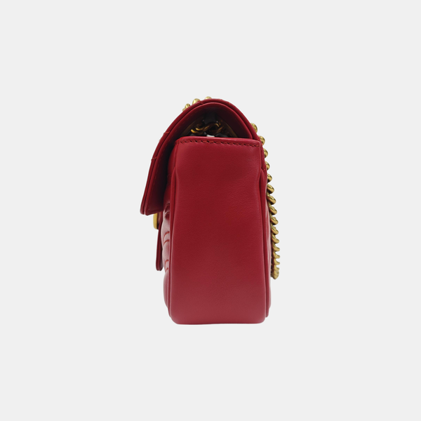 GG Marmont Small Quilted Calfskin Red