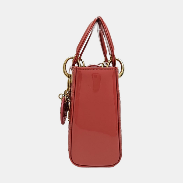 Lady Dior Mini Cannage Patent Leather Pink