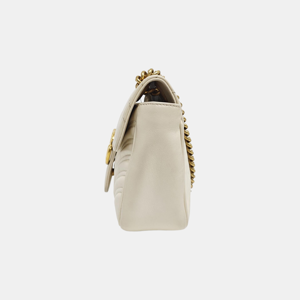 GG Marmont Medium Quilted Calfskin White