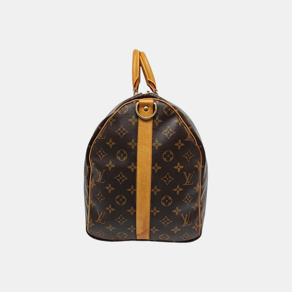 KEEPALL 50 Monogram Coated Canvas Brown