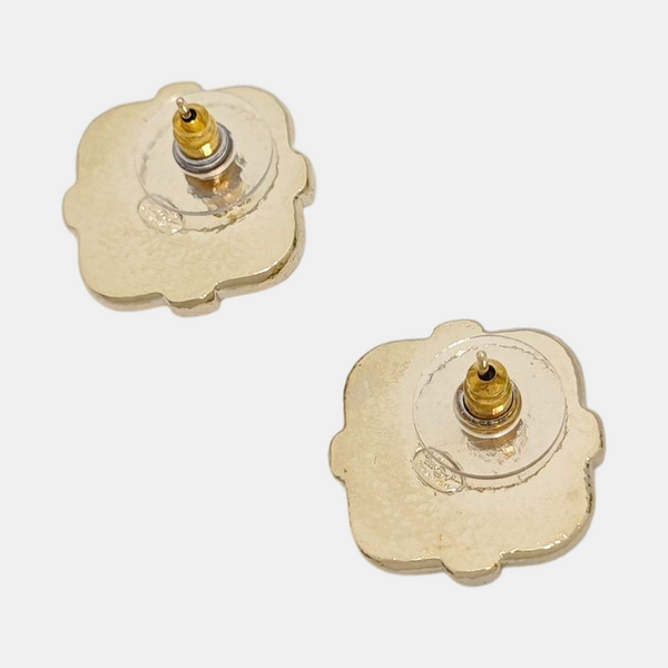 Pendientes de botón de oro metálico