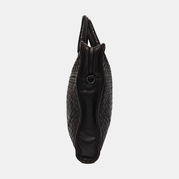 Lambskin Top Handle Bag Brown