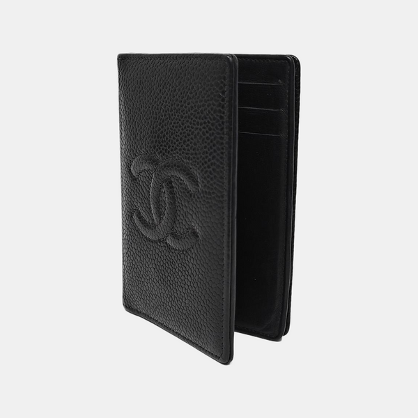 Grained Calfskin Card Holder Black