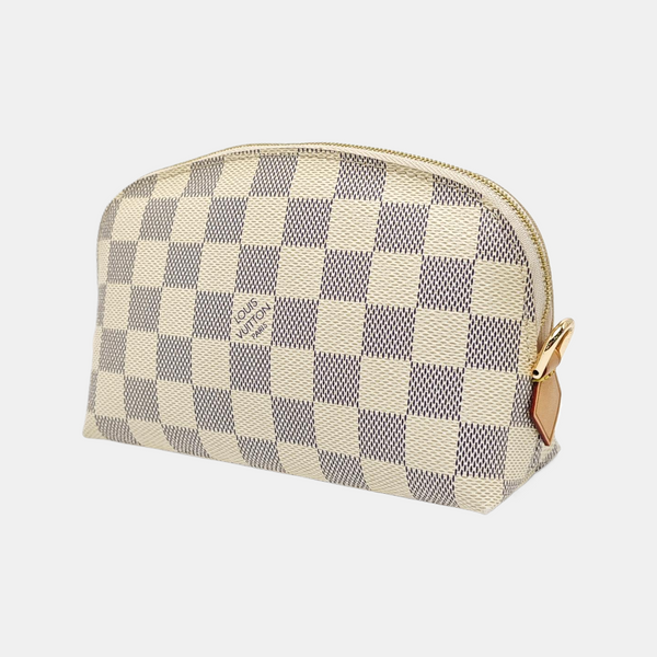 COSMETIC PM Damier Azur Coated Canvas White