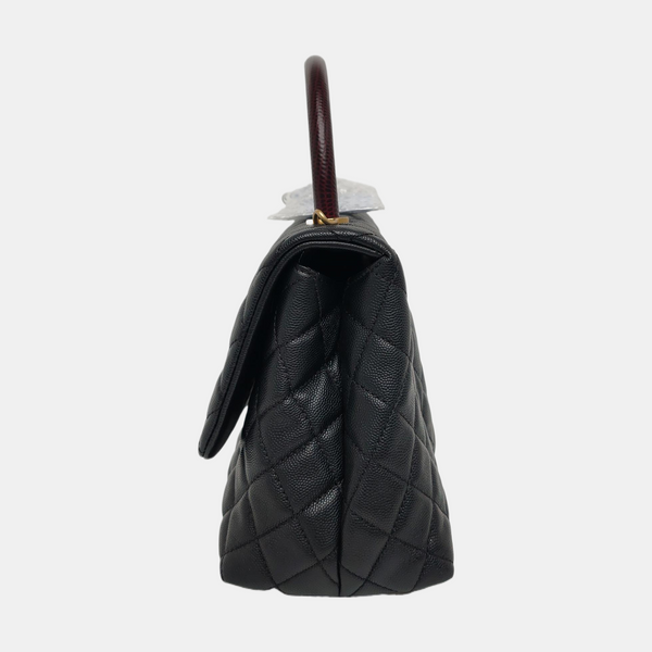 COCO HANDLE Medium Quilted Grained Calfskin Black