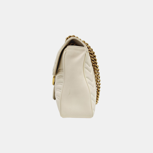 GG Marmont Large Quilted Calfskin White