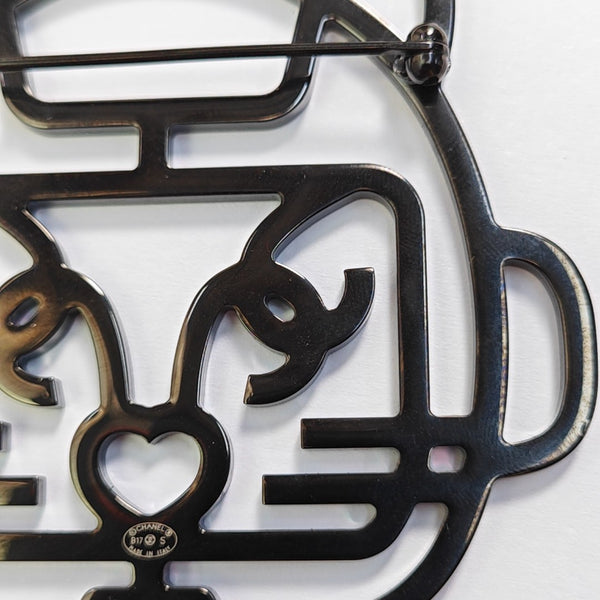 Metal Black Brooch