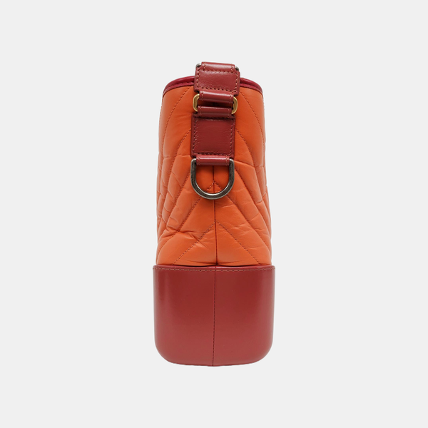 GABRIELLE Medium Chevron Calfskin Orange
