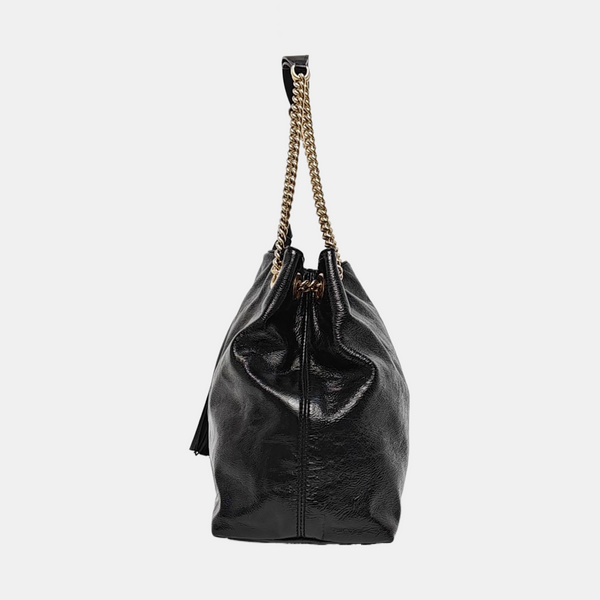 Soho Large Quilted Patent Leather Black