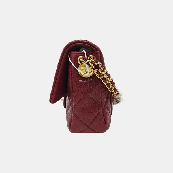 24A Quilted Grained Calfskin Red