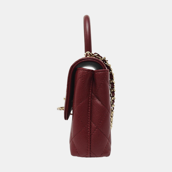 COCO HANDLE Quilted Grained Calfskin Red
