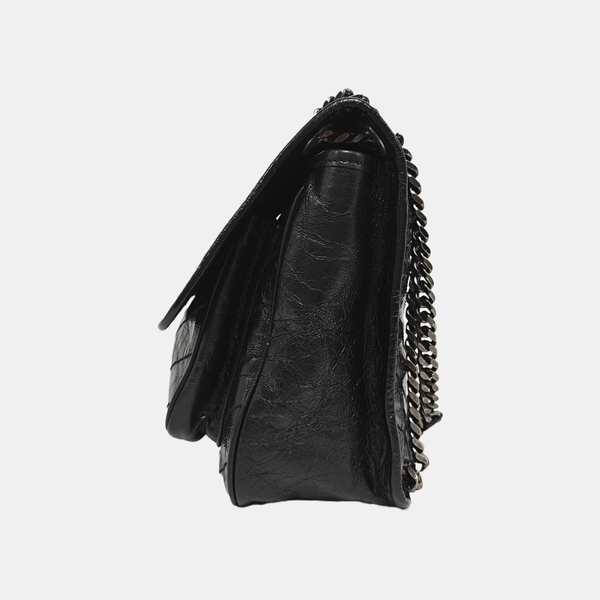 NIKI Medium Chevron Calfskin Black