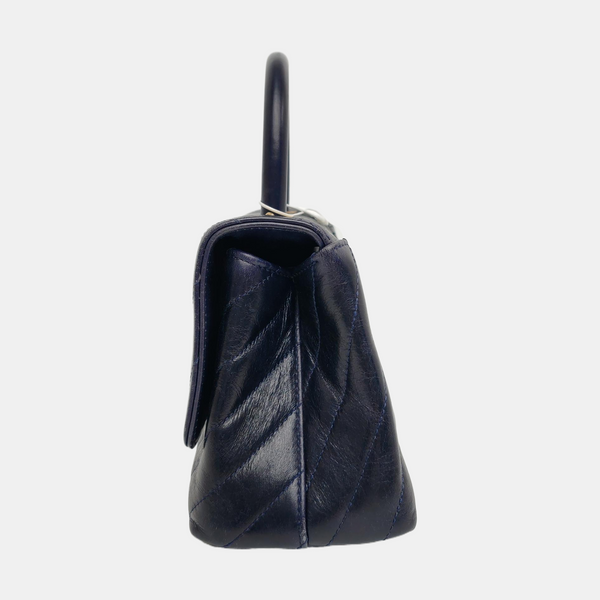 COCO HANDLE Small Chevron Calfskin Blue