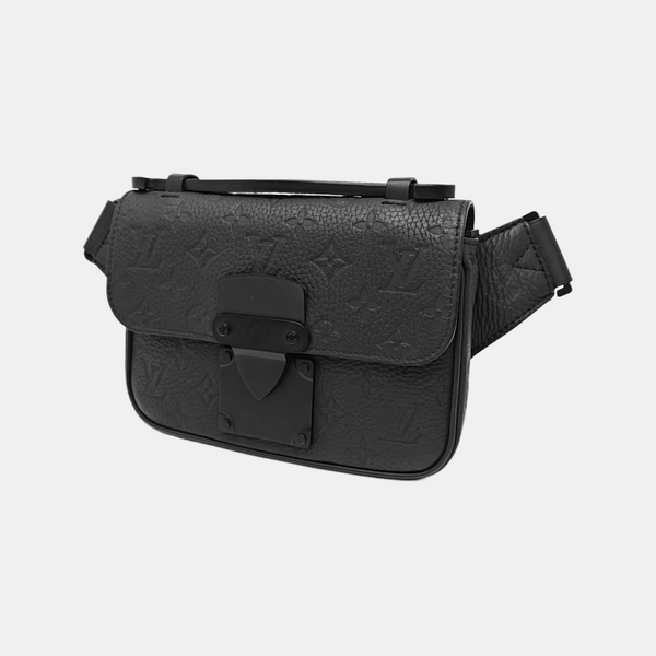 S LOCK Monogram Calfskin Black