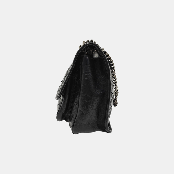 NIKI Medium Chevron Calfskin Black