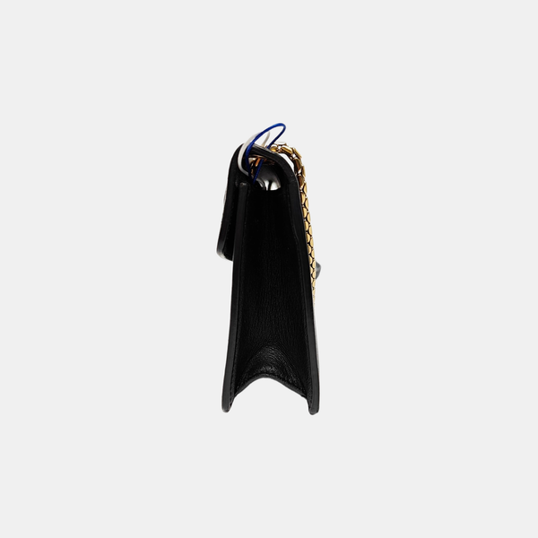 BVLGARI LOGO Piel de becerro acolchada negra