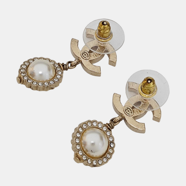 CC Logo Metal Gold Stud Earrings