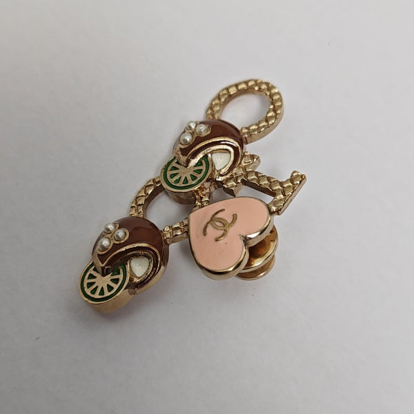 CC Logo Metal Multicolor Brooch