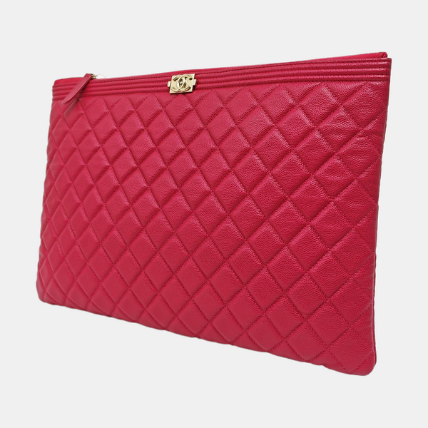 BOY CHANEL Large Quilted Calfskin Pink
