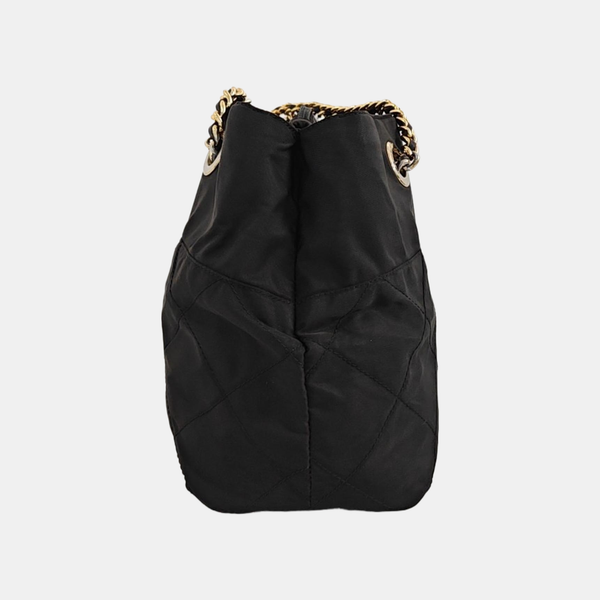 Quilted Nylon Tote Bag Black