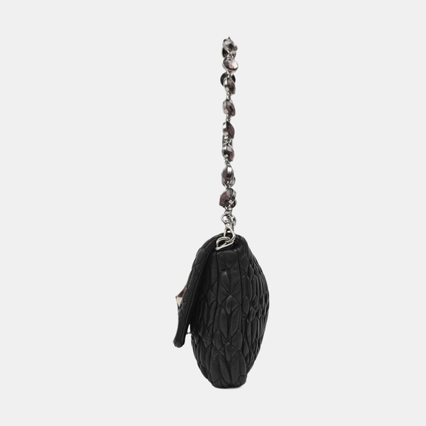 Quilted Lambskin Top Handle Bag Black