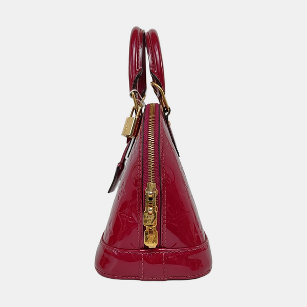 Authenticated pre-owned ALMA BB Monogram Patent Leather Burgundy - Shoulder Bag at Looply