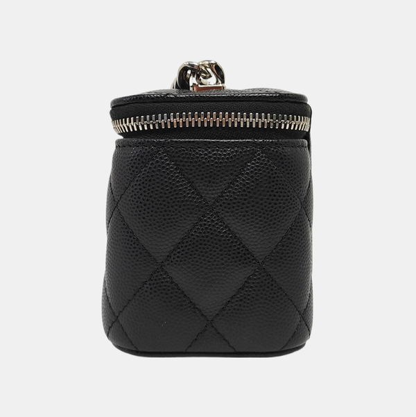 Quilted Grained Calfskin Shoulder Bag Black
