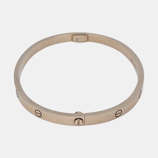 LOVE 18k White Gold Silver Bangle