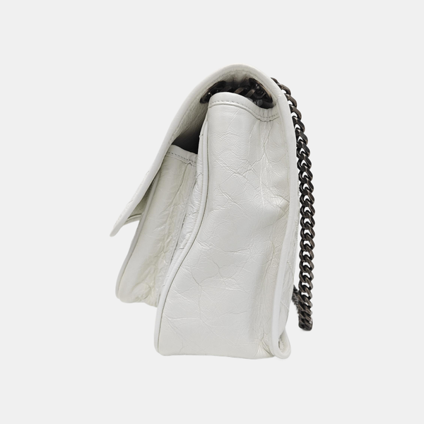 NIKI Medium Chevron Calfskin White