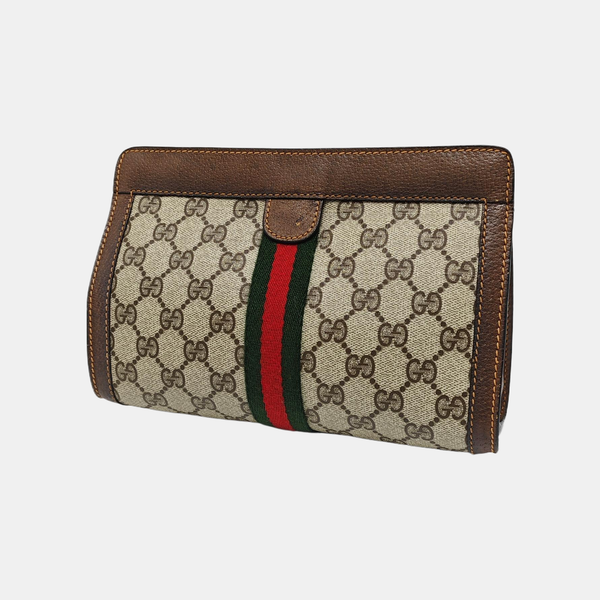 Monogram Coated Canvas Clutch Beige