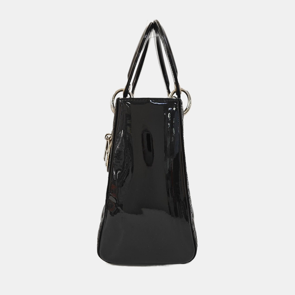 Lady Dior Medium Cannage Patent Leather Black