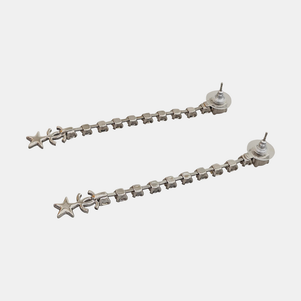 CC Logo Brass Silver Stud Earrings