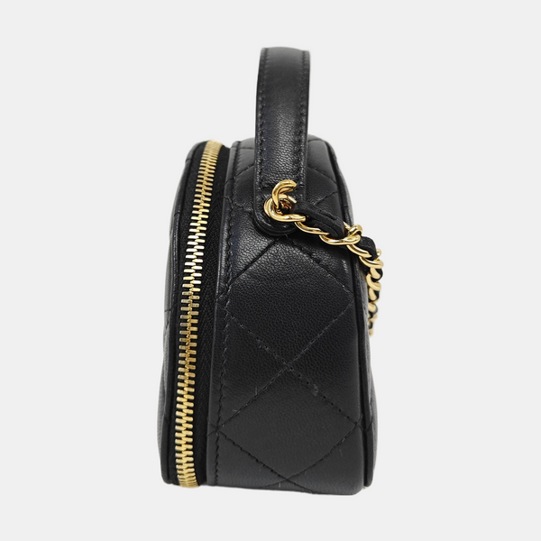 Quilted Lambskin Shoulder Bag Black