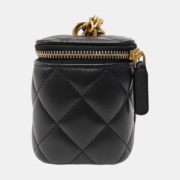 VANITY CASE Mini Quilted Lambskin Black