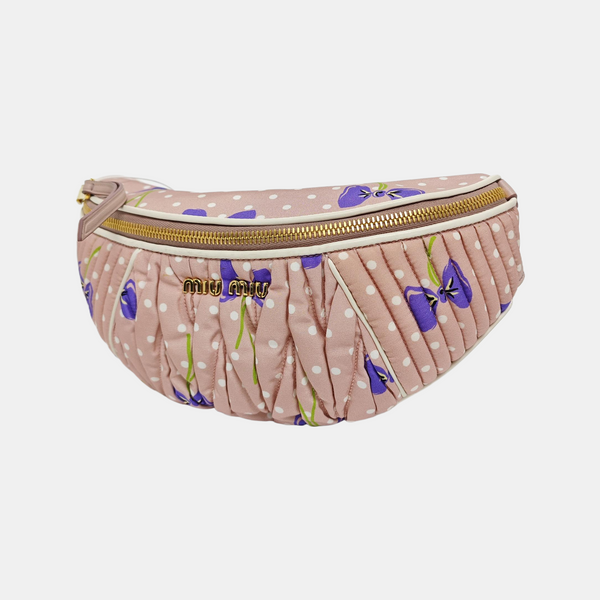 Two-Tone Waist Bag Quilted Fabric Pink