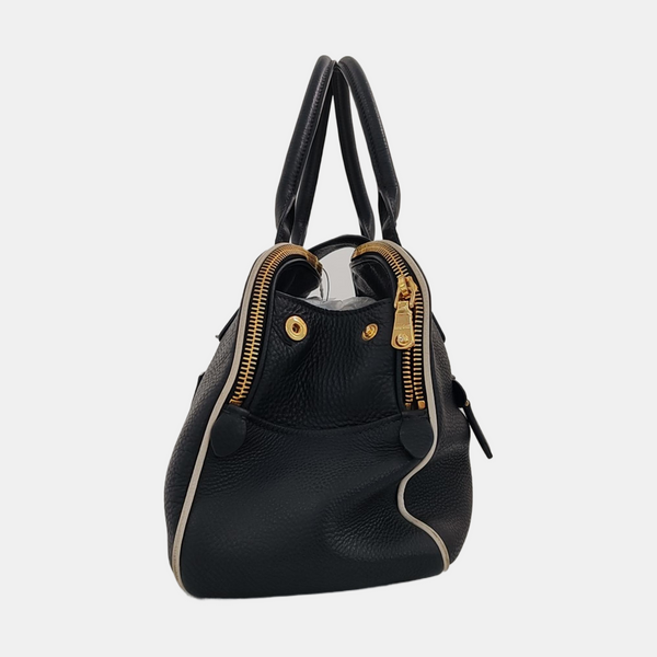 Calfskin Top Handle Bag Black