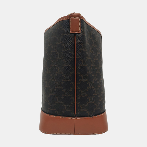 Authenticated pre-owned TRIOMPHE CANVAS Medium Coated Canvas Brown - Bucket Bag at Looply