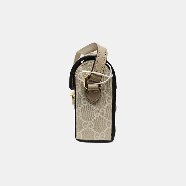 Authenticated pre-owned Horsebit 1955 Mini Monogram Coated Canvas Beige - Crossbody Bag at Looply