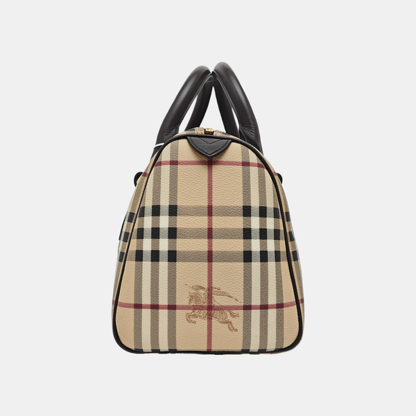 Coated Canvas Top Handle Bag Beige